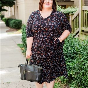 Ulla Popken Matte Jersey V-Neck Empire Knit Dress